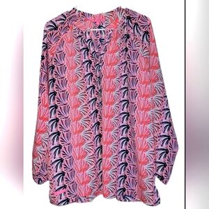 Simply Southern  Seashell Multicolor Peasant Blouse Women's Size XL Beach